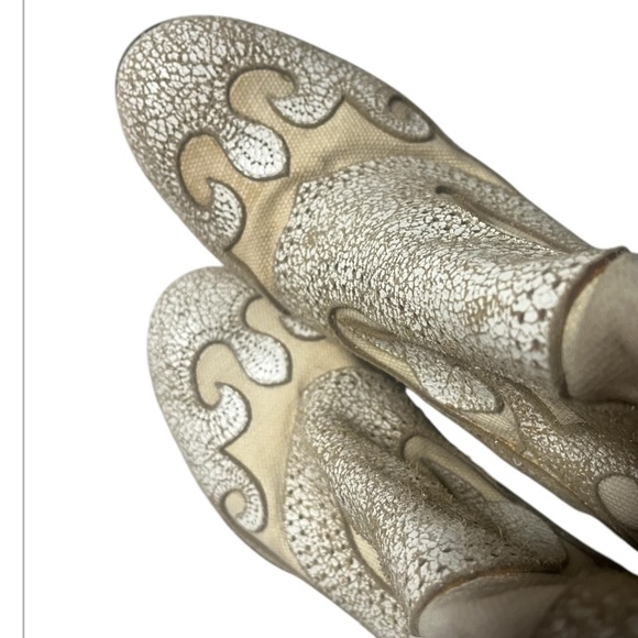 Anna Sui iconic Boots Leather Ecru Floral Western Boots  Sz 36 Olympus Fashion - Picture 7 of 11